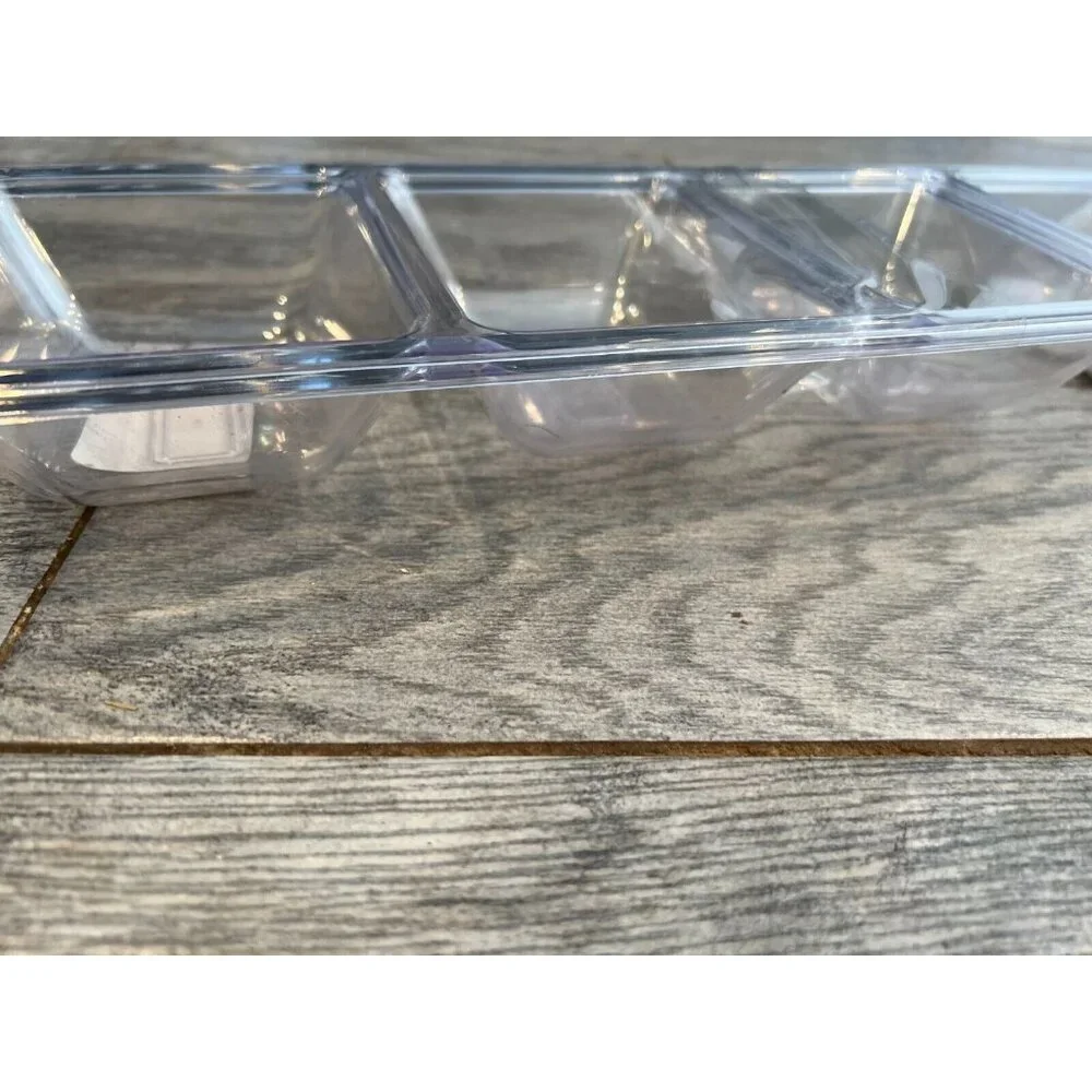 NWT Set of 2 Creative Converting 4 compartment Serving Trays Clear Tray‎ Storage